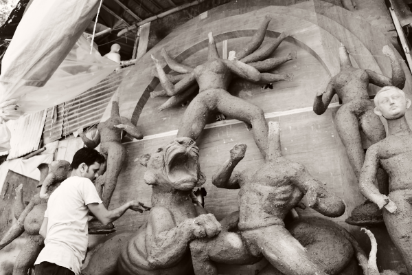 The making of idol for Durga Pujo 2025 in Kumartuli, Kolkata.