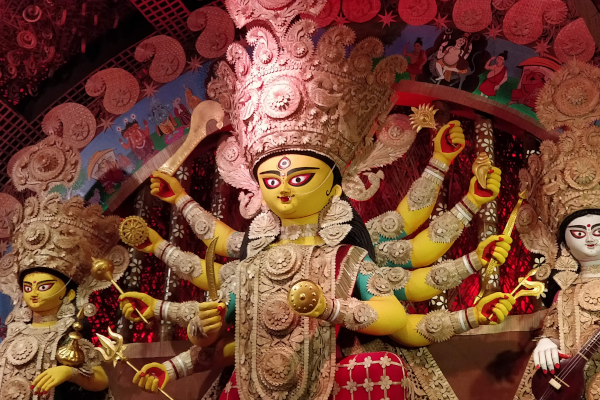 A breathtaking idol of Durga in a pandal of Kolkata in year 2024.